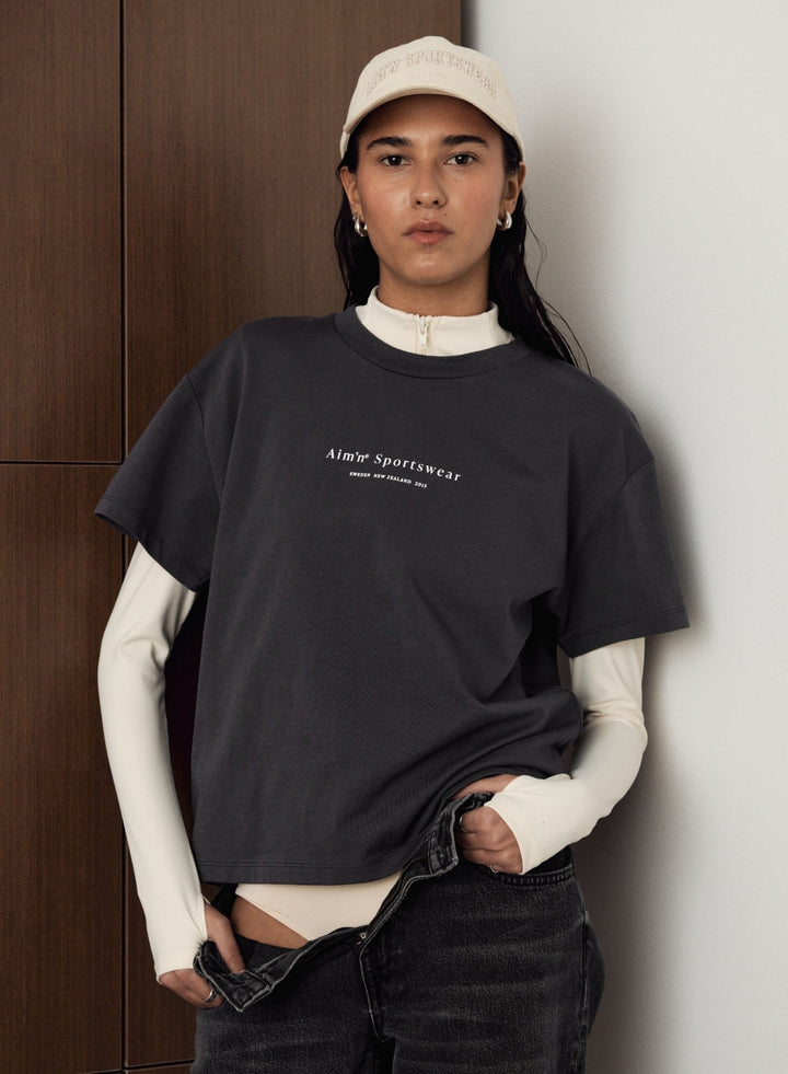 Shadow Grey Serif Boxy T-shirt Shadow Grey Serif Boxy T-shirt