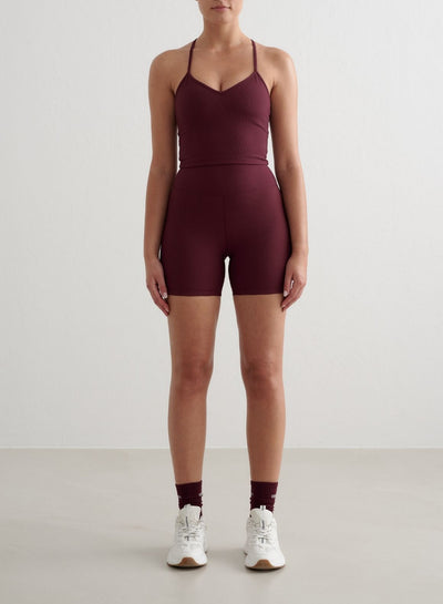 Cherry Ribbed Performance Midi Biker Shorts