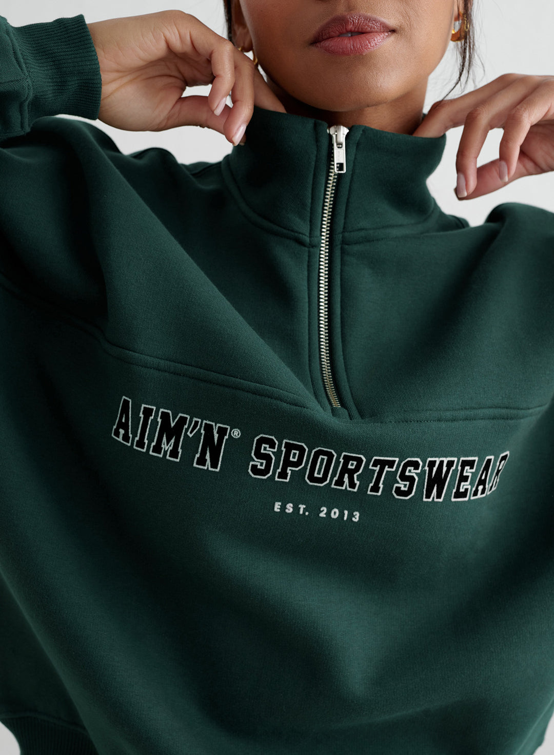 Deep Emerald Varsity Sweat Half Zip – AIMN NZ