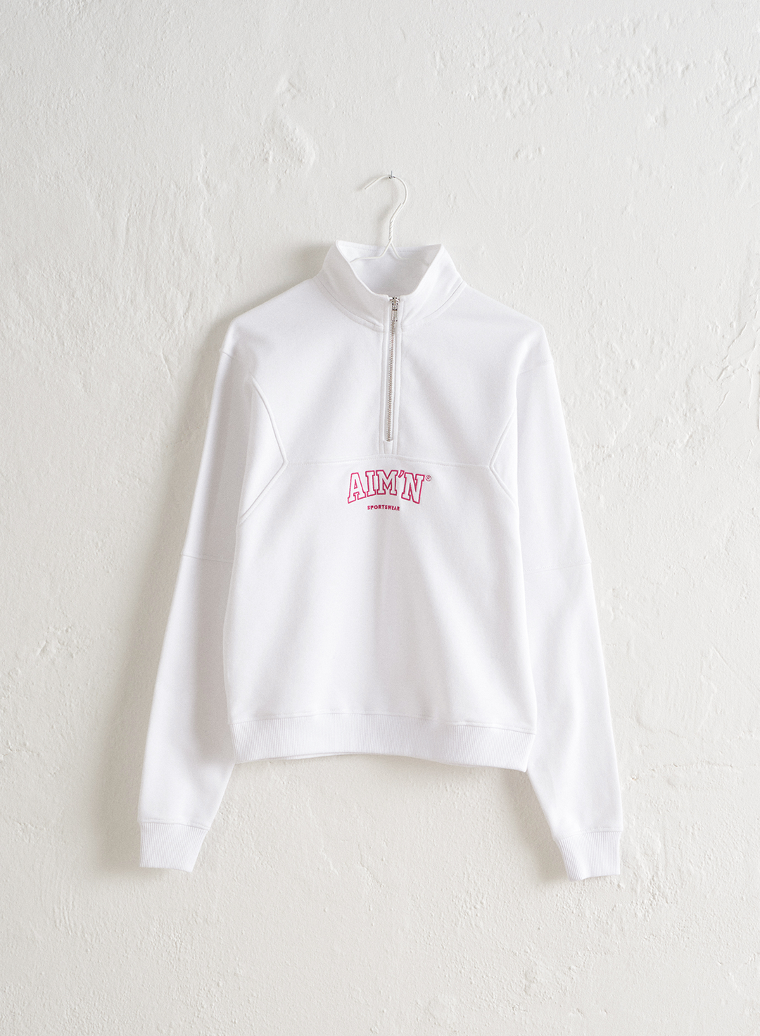 White College Sweat Half Zip – AIMN NZ