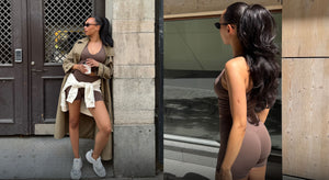 Model wearing a Macchiato Shape Seamless set
