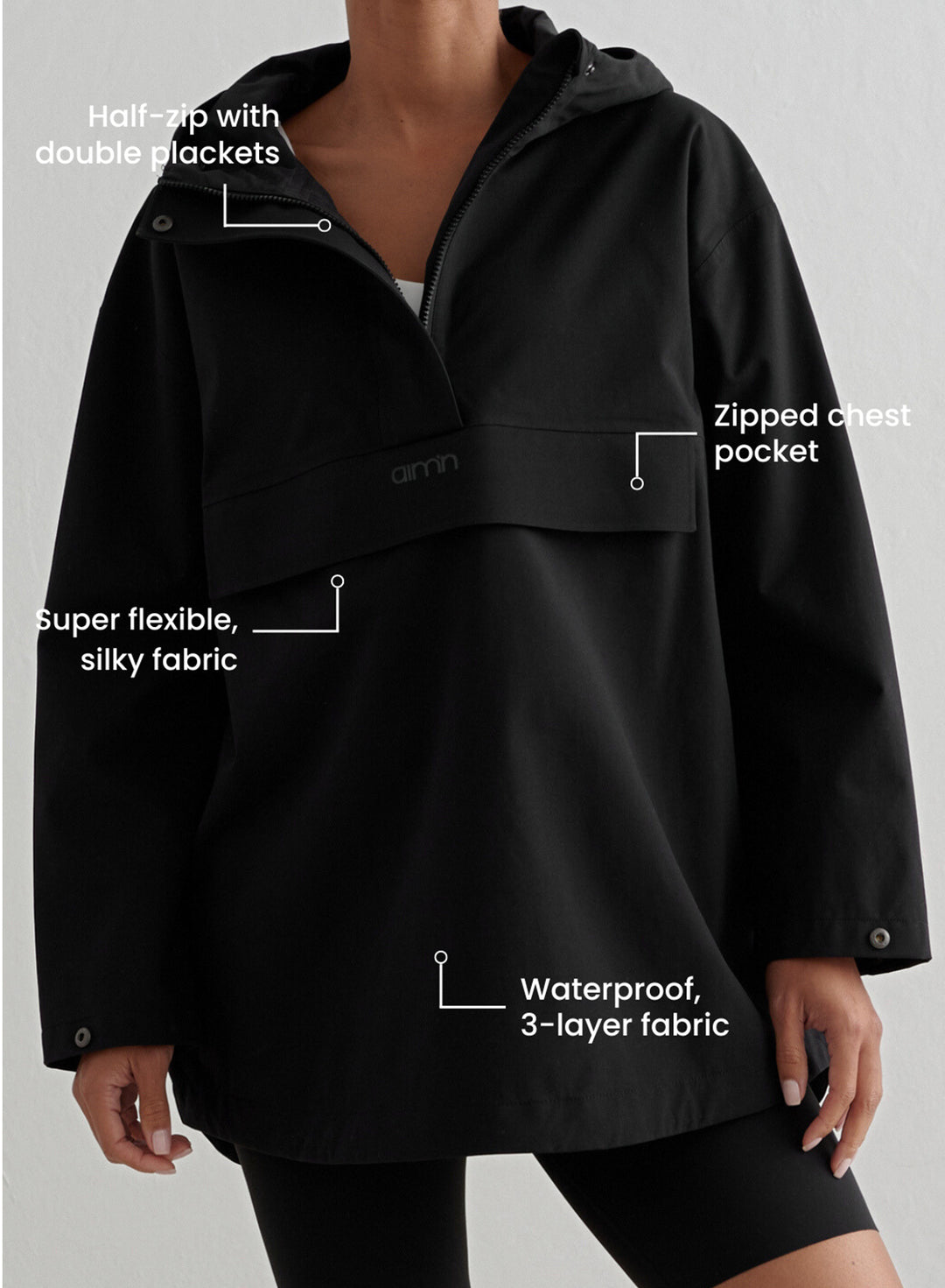 Black Waterproof Oversized Anorak – AIMN NZ