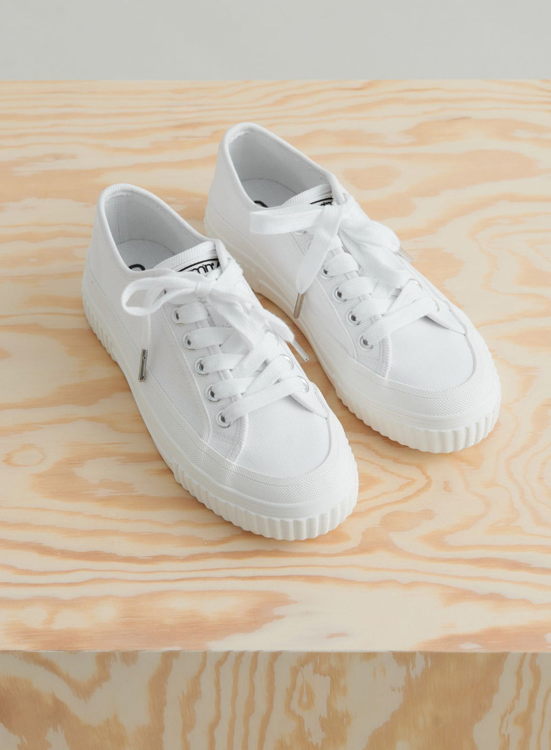 White Cotton Canvas Sneakers – AIMN NZ - Main Image