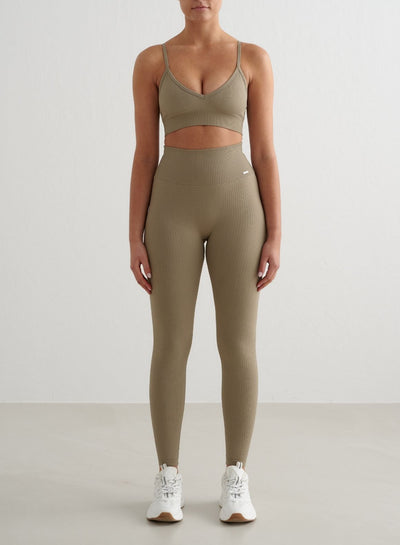 Green Tea Ribbed Seamless Tights