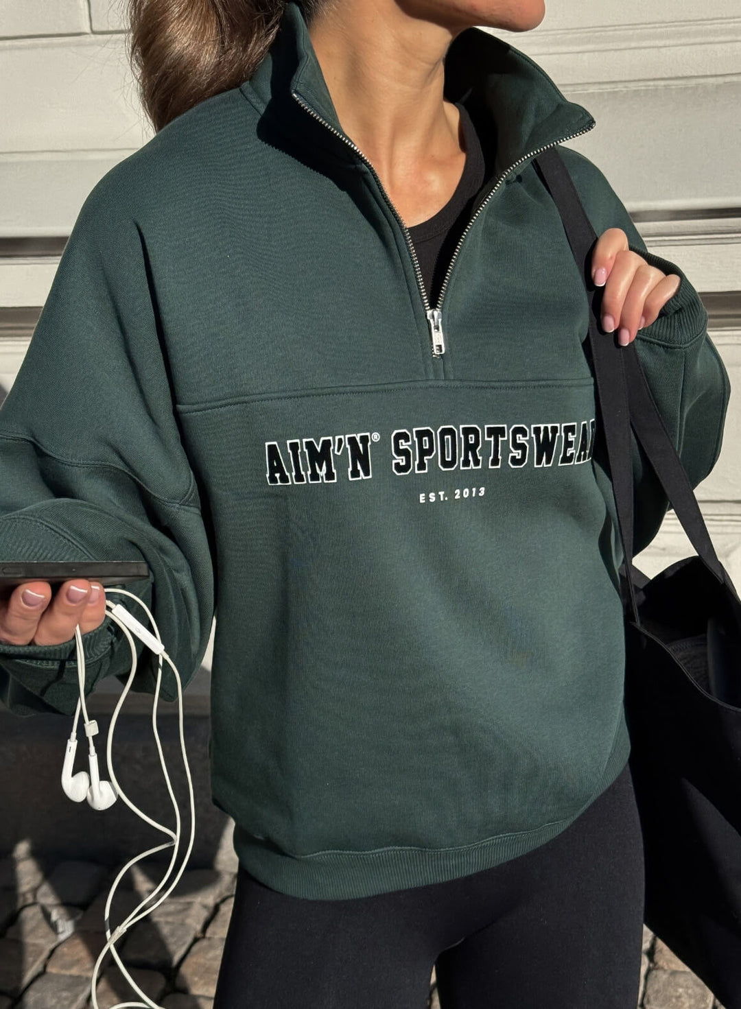Deep Emerald Varsity Sweat Half Zip – AIMN NZ