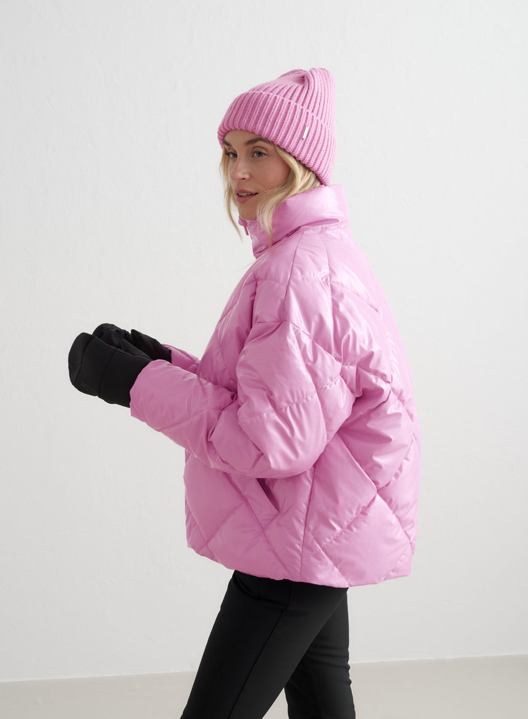 Peony Pink Diamond Quilt Puffer Jacket – AIMN NZ