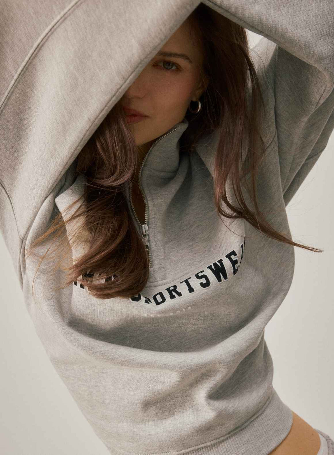 Grey Melange Varsity Sweat Half Zip – AIMN NZ